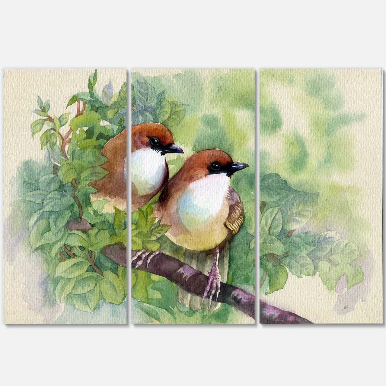 Designart - Birds of Spring - Modern Animal Painting Canvas Print